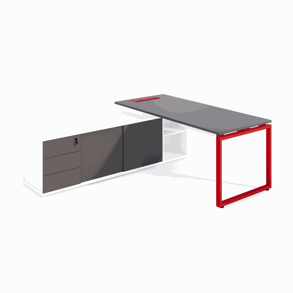 MESA EXECUTIVA COM CREDENZA ESQUERDO (PÉ QUADRO)