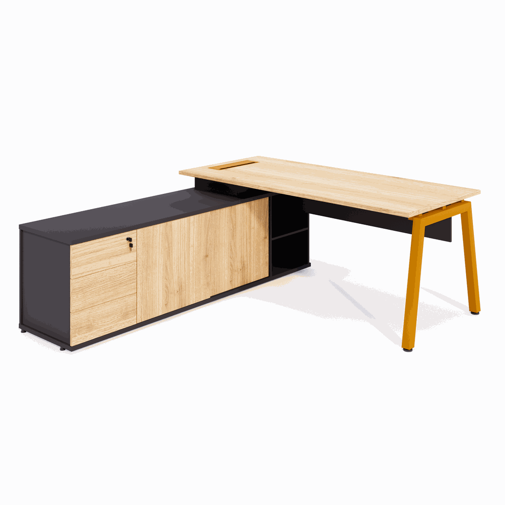 MESA EXECUTIVA COM CREDENZA ESQUERDO (PÉ CAVALETE)