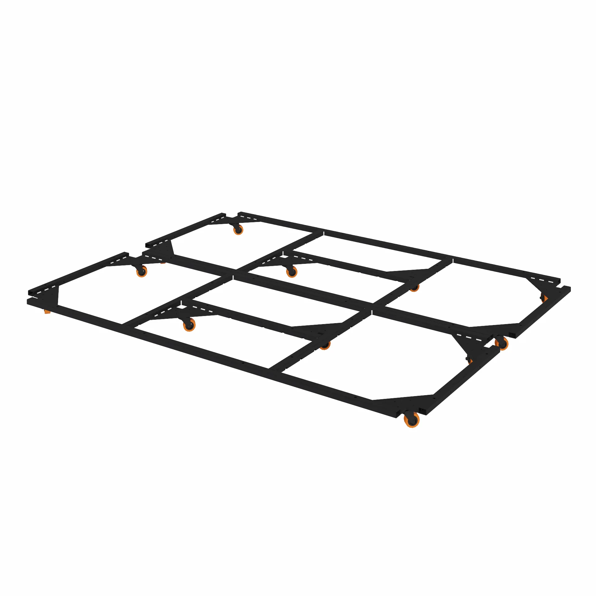RODAPÉ METÁLICO COM RODIZIOS CABINE 04 LUGARES