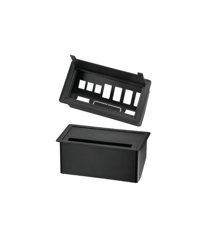 CAIXA DE TOMADAS 09 PONTOS 04 ELÉTRICAS, 03 LÓGICAS, USB E HDMI TAMPA METÁLICA